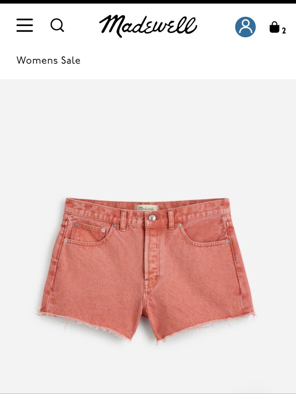 Madewell Coral Pink Denim Cutoff Shorts